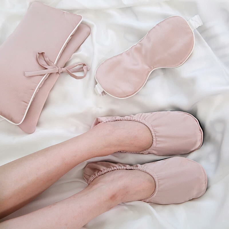 Pure Silk Sleeping Shoes Eye Mask Silk Pillowcase Set